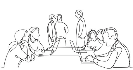 Poster - work team discussion in conference room - png image with transparent background