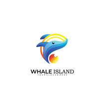 Whale Logo Vector Gradient Color Template