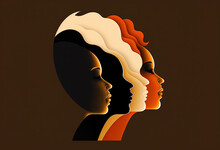 Silhouette Of A Black African American Woman, A Black History Month Concept, An Illustration Created With Generative AI Artificial Intelligence Technology