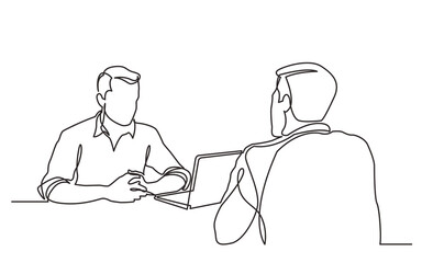 Poster - continuous line drawing job interview scene - png image with transparent background
