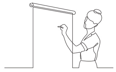 Sticker - continuous line drawing presenter drawing n presentation screen - PNG image with transparent background