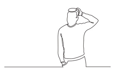 Poster - continuous line drawing standing man in difficult situation - PNG image with transparent background