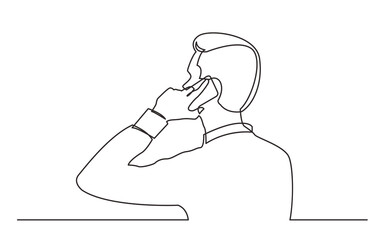 Poster - continuous line man talking mobile pnone - png image with transparent background