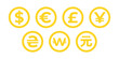 currency exchange dollar, euro, pound and yen