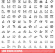 100 park icons set. Outline illustration of 100 park icons vector set isolated on white background