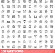 © ylivdesign - 100 party icons set. Outline illustration of 100 party icons vector set isolated on white background