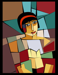 Wall Mural - Colorful background, cubism art style,abstract portrait