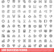 © ylivdesign - 100 success icons set. Outline illustration of 100 success icons vector set isolated on white background