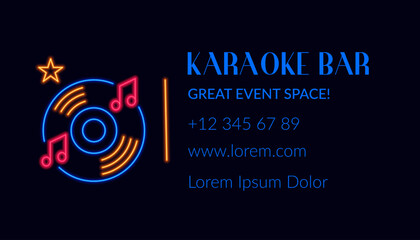 Wall Mural - Karaoke bar, business card with logo and info