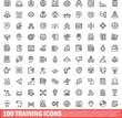 © ylivdesign - 100 training icons set. Outline illustration of 100 training icons vector set isolated on white background