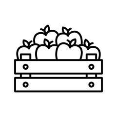 Wall Mural - Wooden crate with apples. Apples harvest. Pictogram isolated on white background.