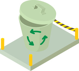 Poster - Recycling concept icon isometric vector. Metal trash can at construction site. Ecology concept, environmental protection