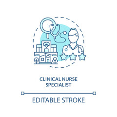 Wall Mural - clinical nurse specialist blue concept icon. chronic care management provider abstract idea thin lin