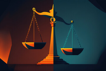 Wall Mural - Scales of justice illustration. day and night