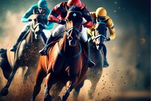 Horse Racing, Beautiful 3d Design For You Project. Ai Generative