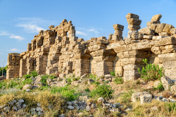 Poster - Awesome view of the ancient city walls in Side, Turkey