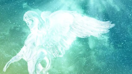Wall Mural - angel archangel with mystic stars and rays of light like spiritual, guardian angel and religious con