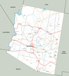 High detailed Arizona road map with labeling.