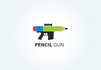 pencil gun logo design concept Symbol Illustration