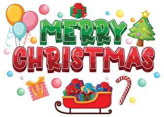 Sticker - Merry Christmas sign icon cartoon