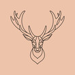 Deer head logo line art illustration vector, minimalistic deer head mascot icon