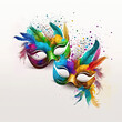 Carnival masks on white background, mardi gras, carnevale, Generative AI