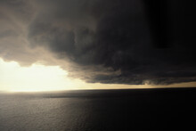 Storm Clouds Cover The Horizon And Ocean.