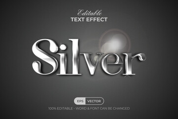 Wall Mural - Silver text effect gradient style. Editable text effect.
