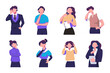 © taufiq - Confused men and women in doubts and thought flat style illustration dsign