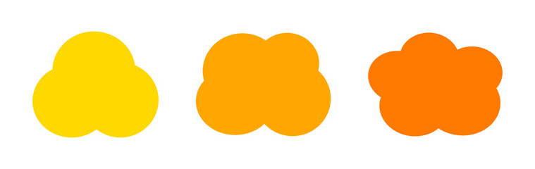 Wall Mural - Cloud shapes banners in orange and yellow colors. Flat design vector illustration.