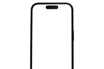 Modern smartphone mockup with dynamic island and camera cutout. Phone template with transparent screen.