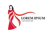 Saree logo design with women figure template. Women india dress or clothing logo design.