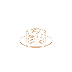 Wall Mural - breakfast pancakes with butter and syrup on a plate. minimalist lineart illustration. vector illustr