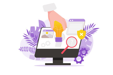 Aufkleber - Plagiarism concept with people hand in flat design. Infringement of copyright, stealing creative ideas or work results. Intellectual property and information protection. Illustration for web