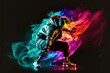 young emotive person, break dance, hip hop dancer in action, motion , ai generated