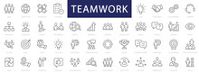 Teamwork And Business People Thin Line Icons Set. Teamwork Editable Stroke Icon Collection. Business Icons. Team Signs. Vector Illustration