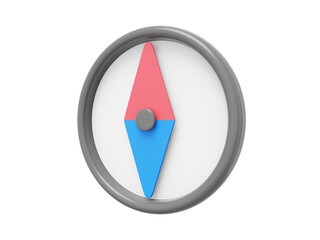 Poster - Cartoon compass, navigation, direction finding. 3D rendering. Icon on white background.