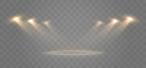 Aufkleber - Spotlights Background. Isolated Vector Light Effect With Lights And Beams.