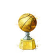 gold basketball trophy isolated on isolated white background