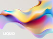 Colorful fluid 3D shapes. Abstract liquid gradient elements on light background.