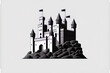 Icon of a medieval fortress. medieval castle line symbol isolated on a white backdrop. Generative AI