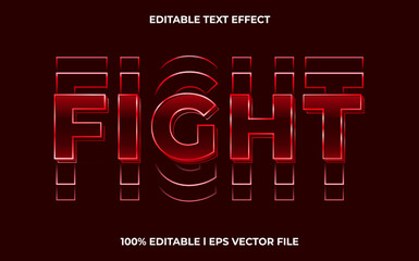 Canvas Print - fight editable text effect, lettering typography font style, red 3d text for tittle