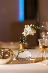 Wall Mural - Wedding table decorated with white flowers and candles