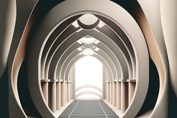 Poster - Background of abstract architecture with an internal arch. Generative AI