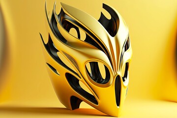 designer mask on light yellow background as modern 3d art abstract