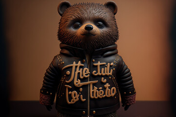 Poster - Calligraphy statement that's it with a bear doll wearing a spiked leather jacket. Generative AI