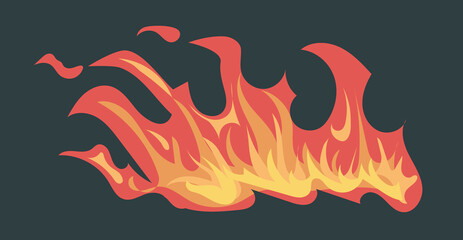 Aufkleber - Burning fire effect and flame border of wildfire with sparks. Vector illustration in comic cartoon design