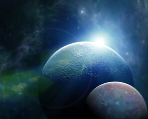 Wall Mural - planets and exoplanets of unexplored galaxies, black hole. sci-fi. new worlds to discover. colonizat