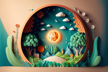 World Environment And Earth Day Concept With Globe And Eco Friendly Enviroment-paper Art