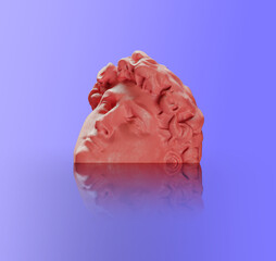 Wall Mural - greek statue head with plastic warp bag. vapor retro synth wave style concept.